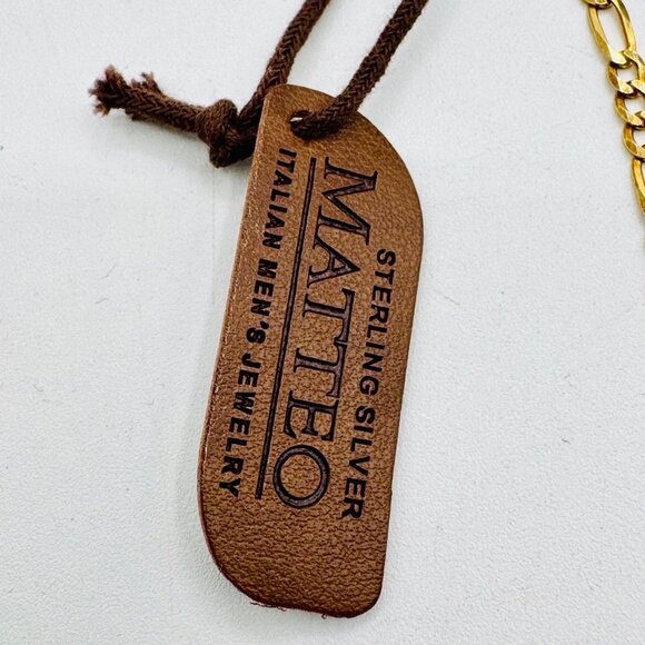 Gold Tone Sterling Silver Matteo Italian Chain Necklace 22" - Picture 5 of 5